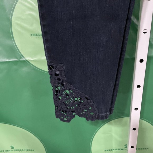SOFT SURROUNDINGS Women's jeans w/crochet ankle detail in BLACK sz 10 - VGUC - Picture 2 of 14